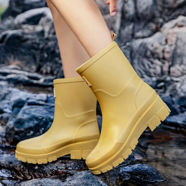 Damen Regenstiefel Mit Dicker Sohle Koreanischer Stil
