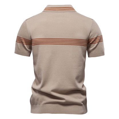 Strick-Poloshirt für Herren mit schmalen Streifen
