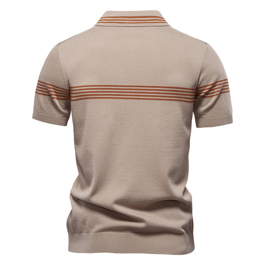 Strick-Poloshirt für Herren mit schmalen Streifen