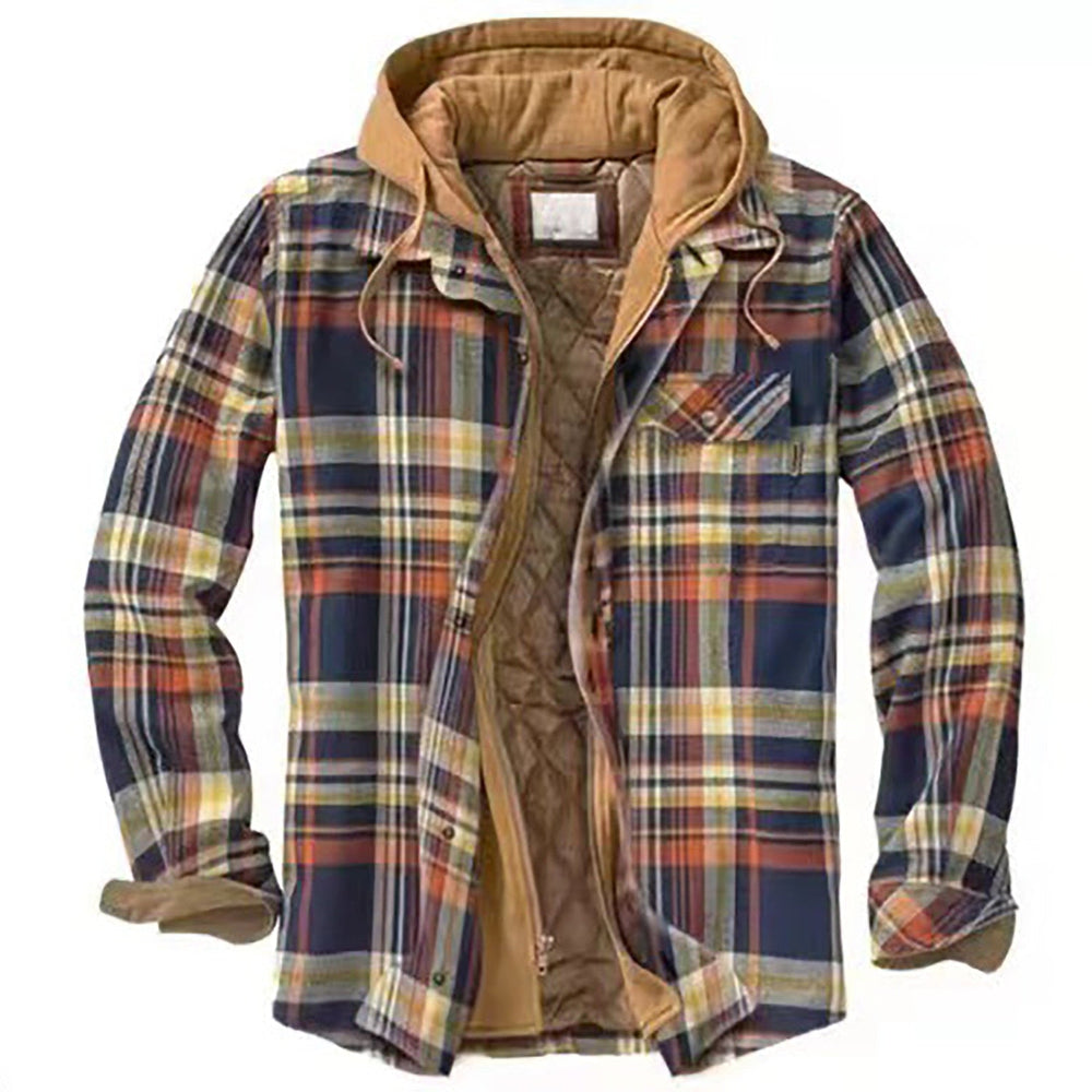Men's Ruit Shirt Jacket with Hood and Lined Design 