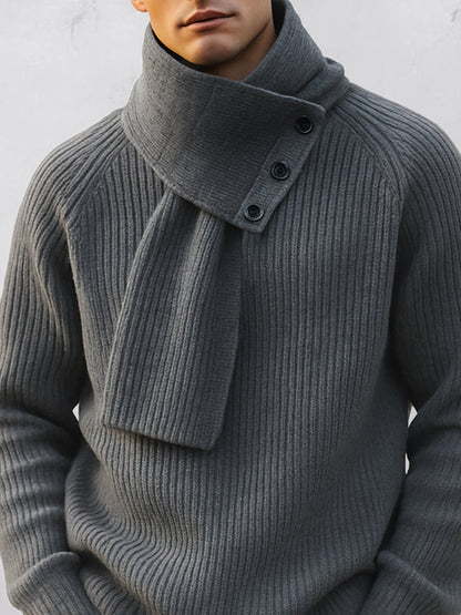 Herrenpullover mit abnehmbarem Schal für vielseitige Alltagslooks