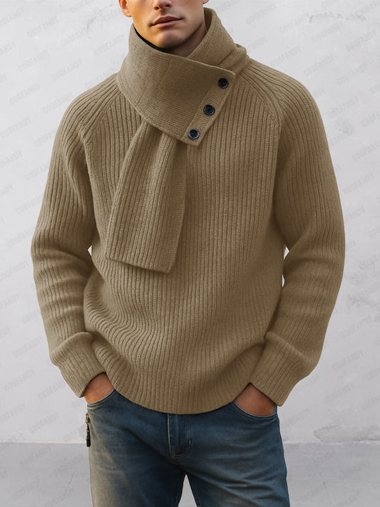 Detailansicht der Raglanärmel am Herrenpullover