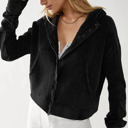 Women's hooded jacket with textured pattern