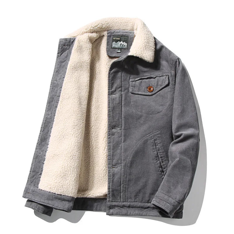 Men's corduroy jacket with warm fleece lining 