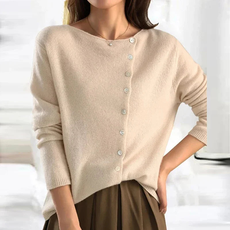 Women's sweater with button placket in an elegant design