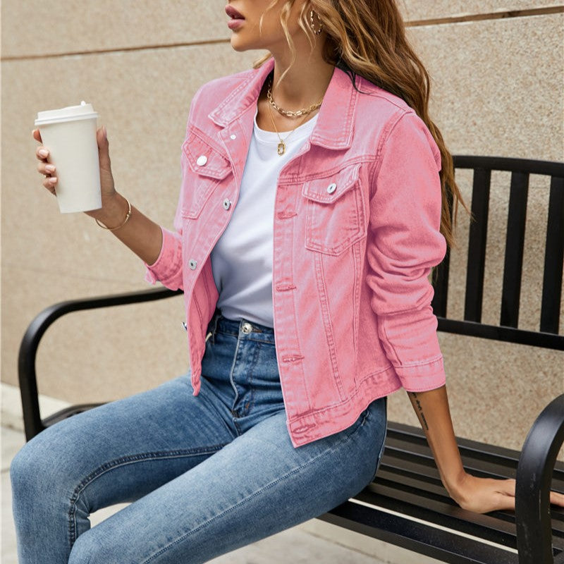 Women's denim jacket with a stylish summer design 