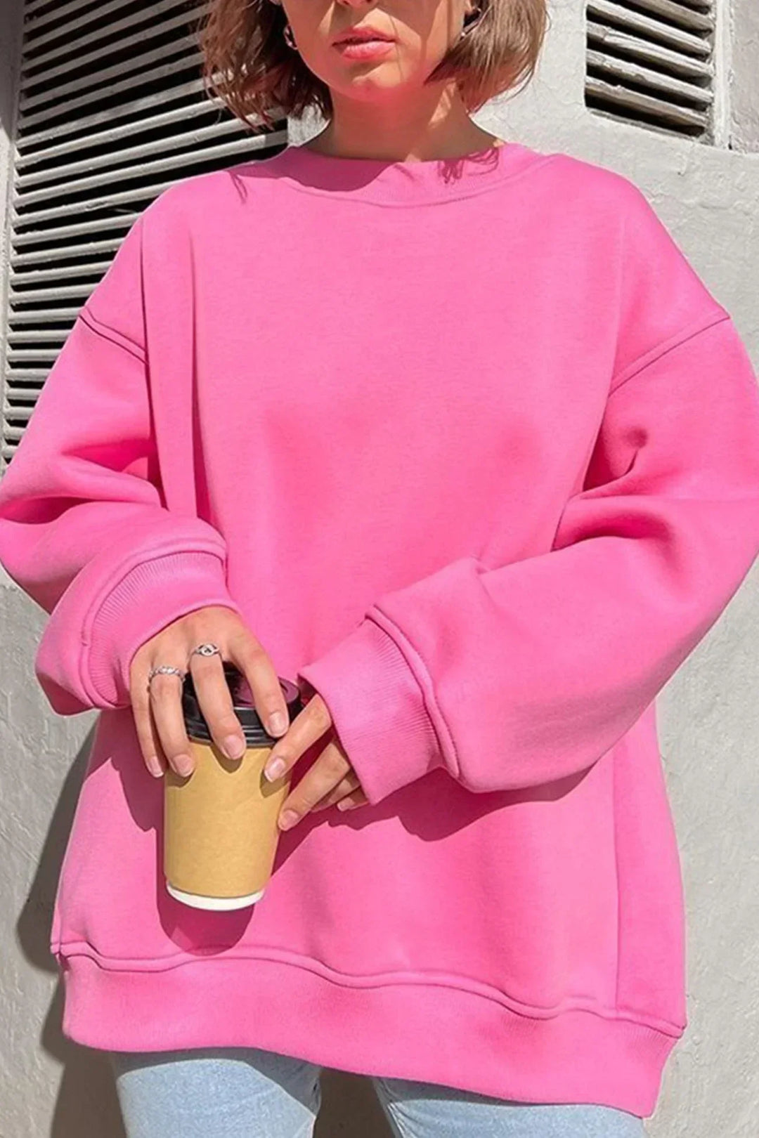 Women's Oversized Sweatshirt with Round Neck