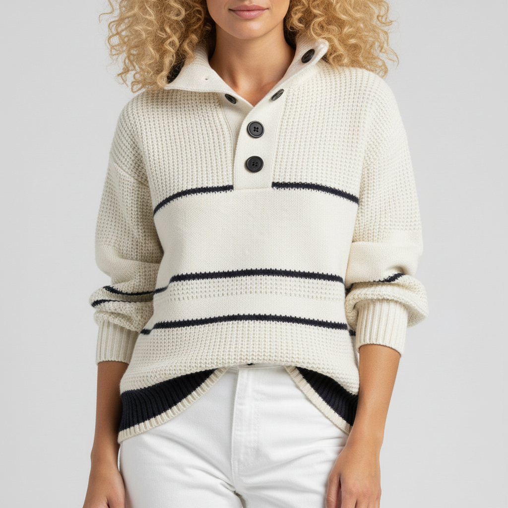 Damen-Strickpullover mit strukturierter Streifenoptik