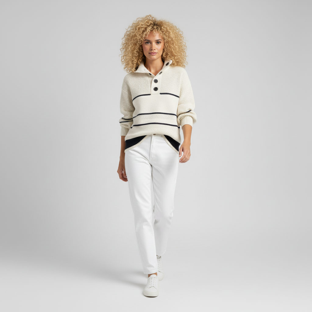 Weicher gestreifter Strickpullover für Damen