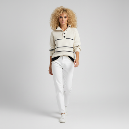 Weicher gestreifter Strickpullover für Damen