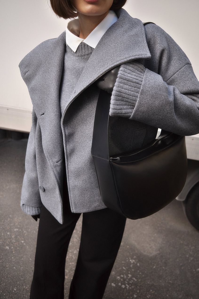 Women's Short Wool Jacket with Double Button Placket