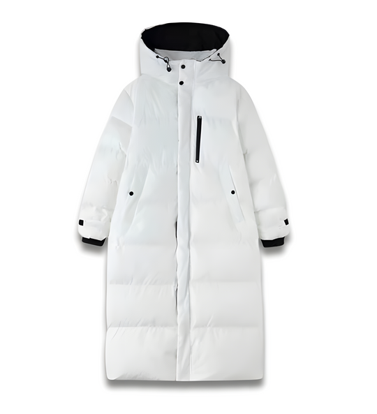 Women's down coat with windproof design and long fit