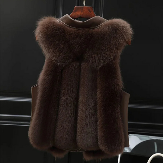 Women's vest with faux fur and tie belt