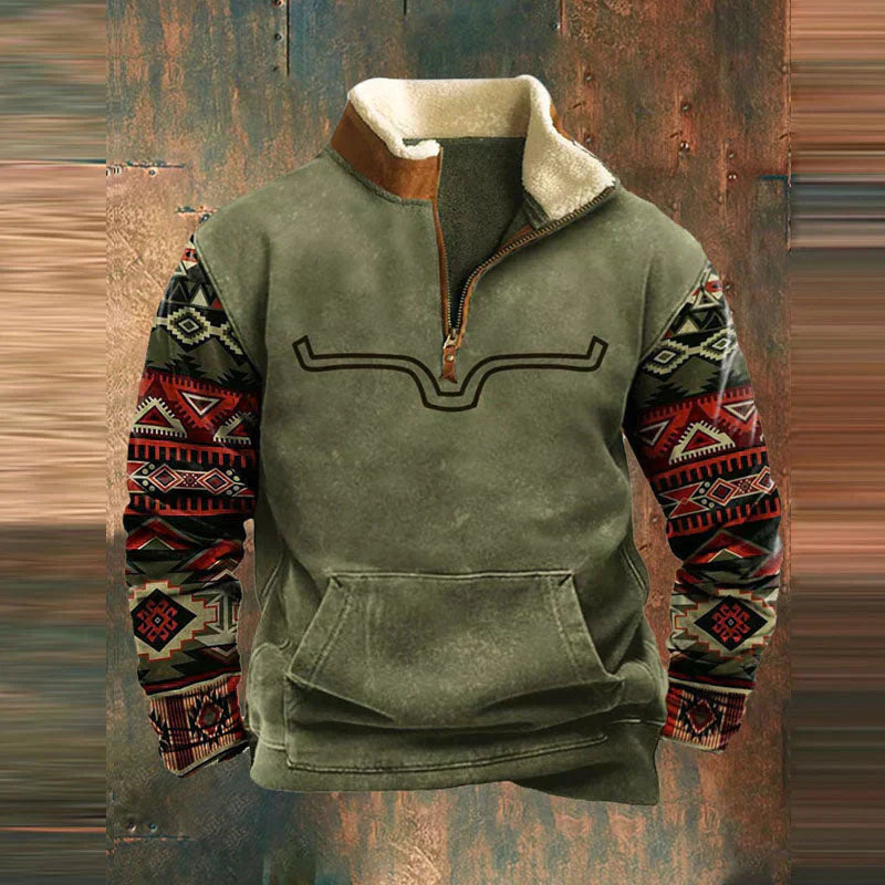 Men's Fleece Pullover with Zipper and Outdoor Design