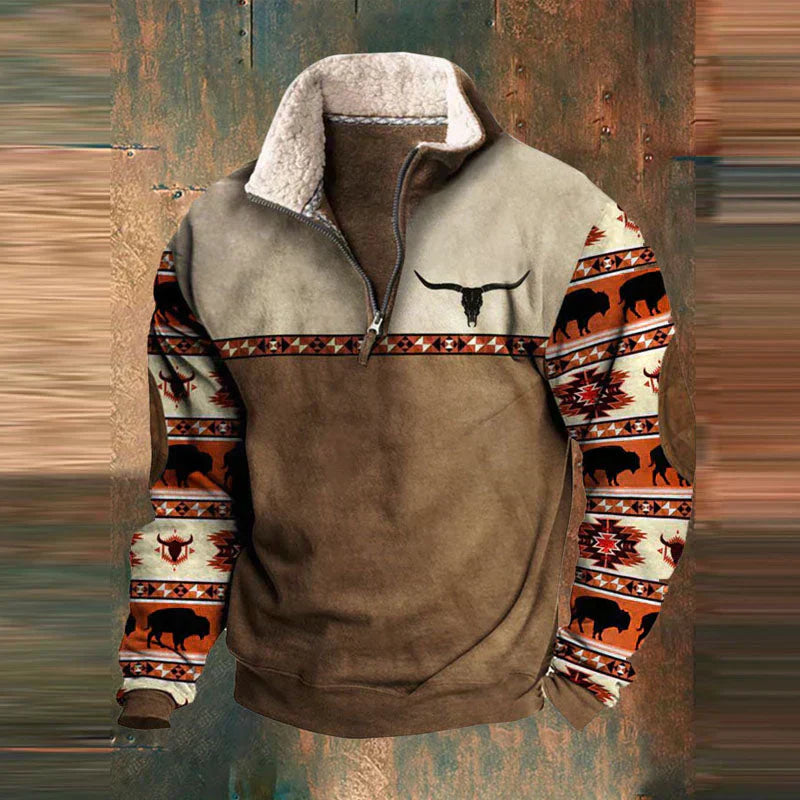 Men's Fleece Pullover with Zipper and Outdoor Design