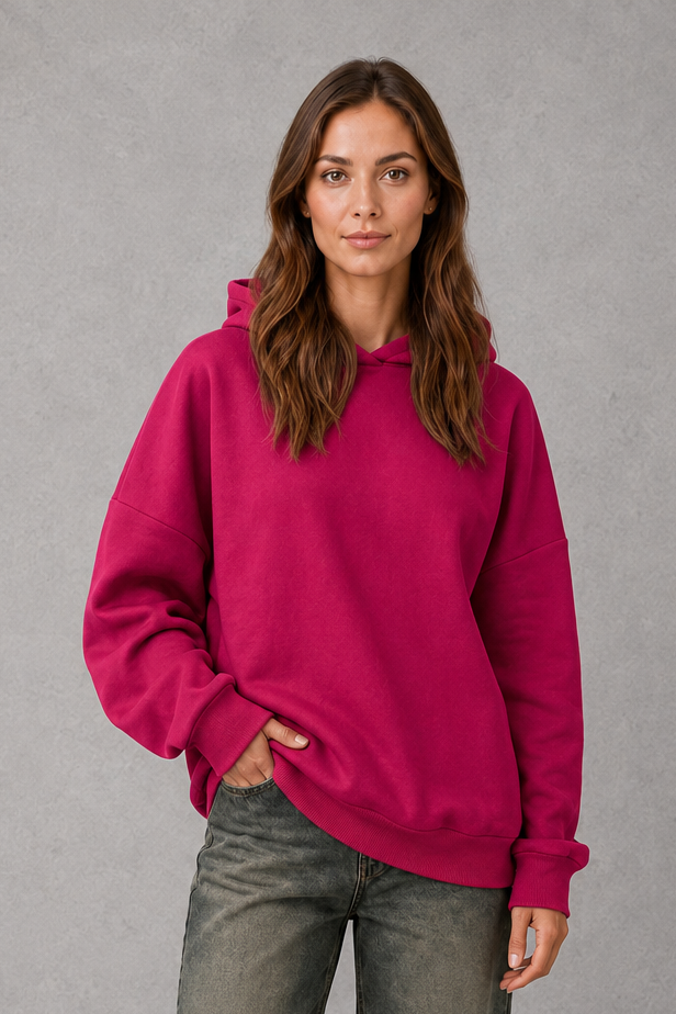 Damen Fleece Hoodie Mit Lockerer Passform