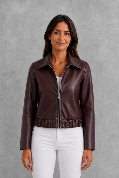 Damen Bikerjacke Aus Veganem Leder