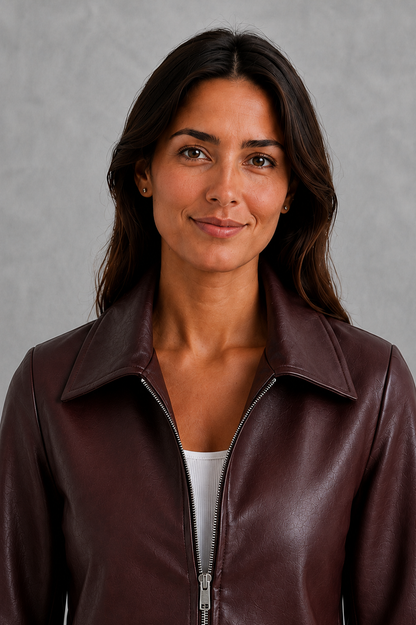 Damen-Bikerjacke aus veganem Leder als vielseitiges Outfit für den Alltag