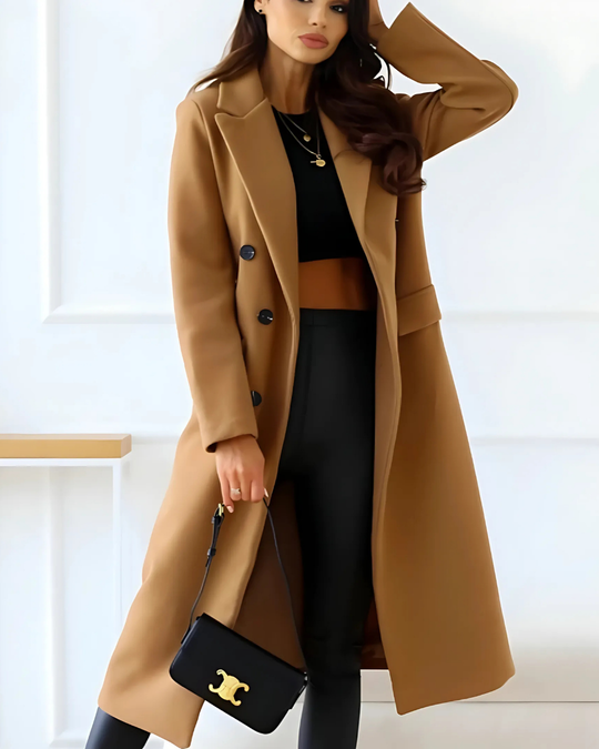 Women's coat with double-breasted button placket