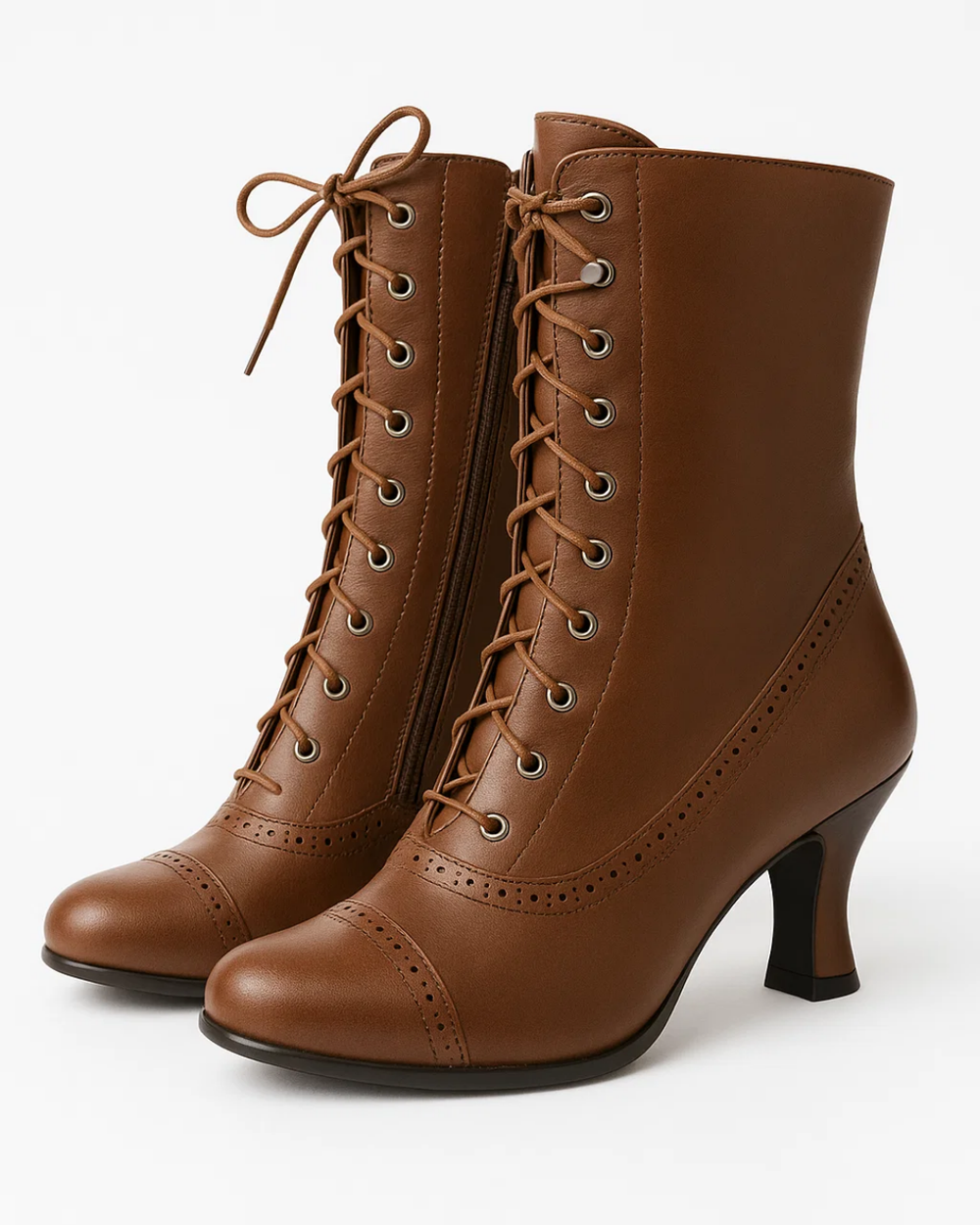 Women's Retro Lace-Up Ankle Boots with Vintage Design