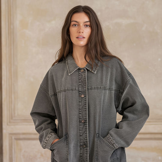 Women's denim jacket with a lightweight design 