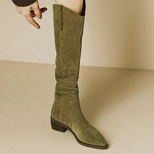 Western boots with block heel and pointed toe for women 