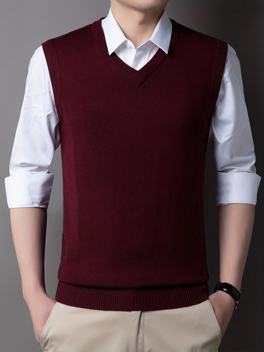 Sleeveless V-neck knit sweater for men