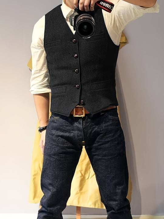 Vintage tweed western-style vest for men