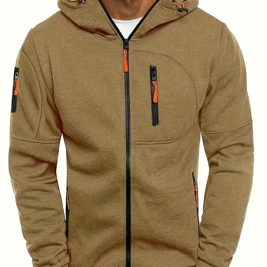 Men's sporty zip-up hooded jacket