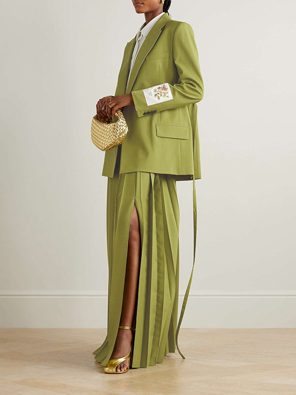 Women's Blazer with Floral Embroidery and Streamer Details