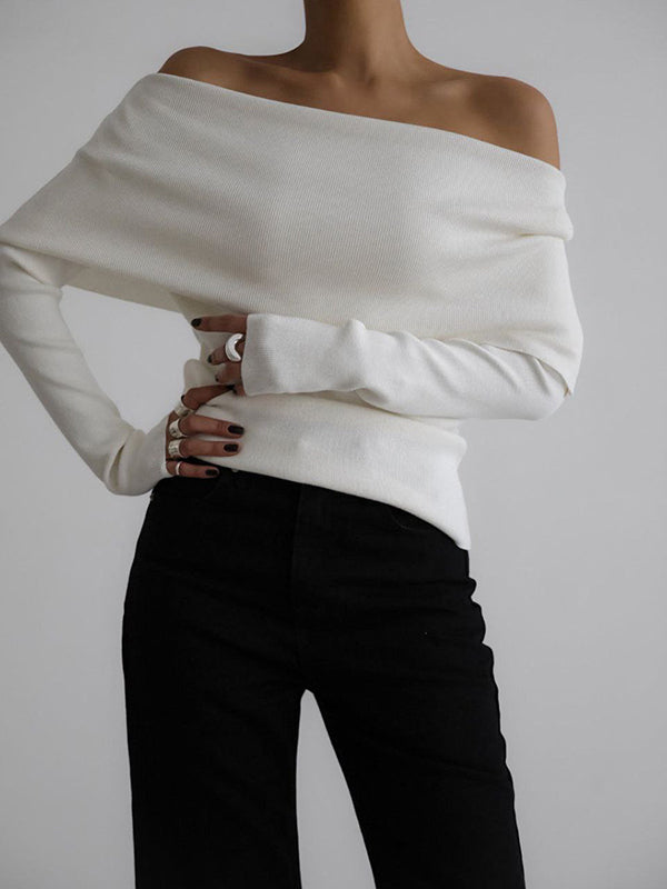 Women's Off-Shoulder Long-Sleeved Sweater