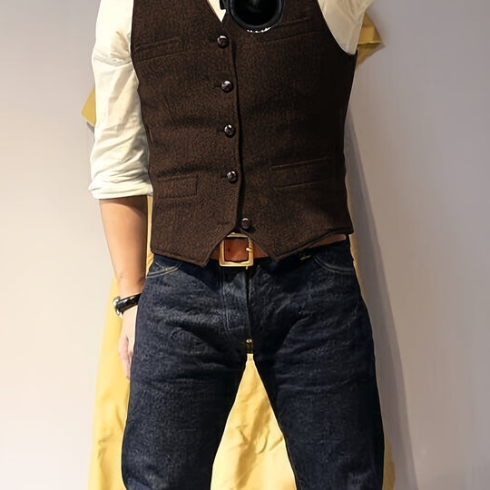 Vintage tweed western-style vest for men