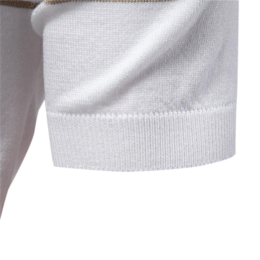 Strick-Poloshirt für Herren mit schmalen Streifen