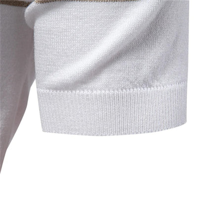 Strick-Poloshirt für Herren mit schmalen Streifen