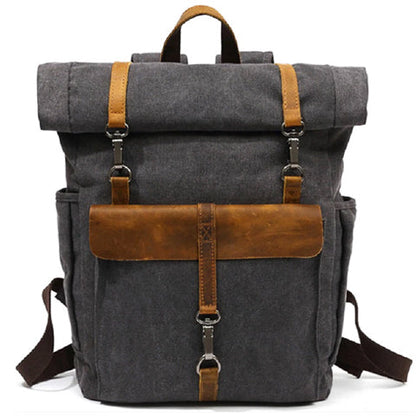 Canvas-Rucksack für Herren mit Rolltop-Verschluss