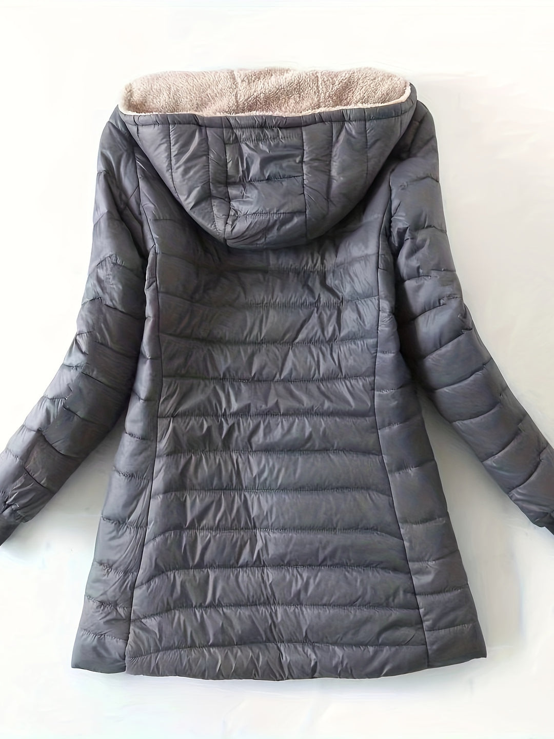 Women's midi quilted coat with fleece lining