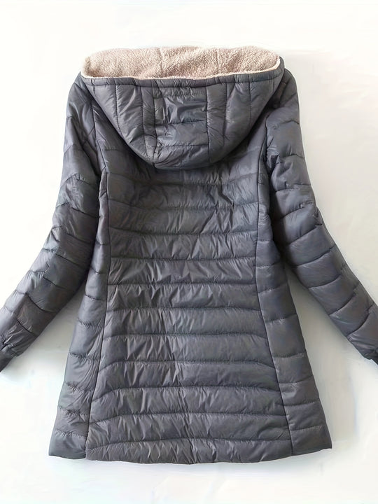 Women's midi quilted coat with fleece lining