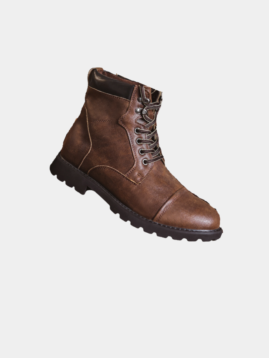 Braune Herren-Lederstiefel mit klassischer Schnürung