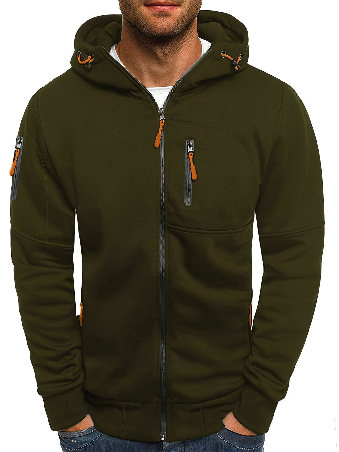 Men's sporty zip-up hooded jacket