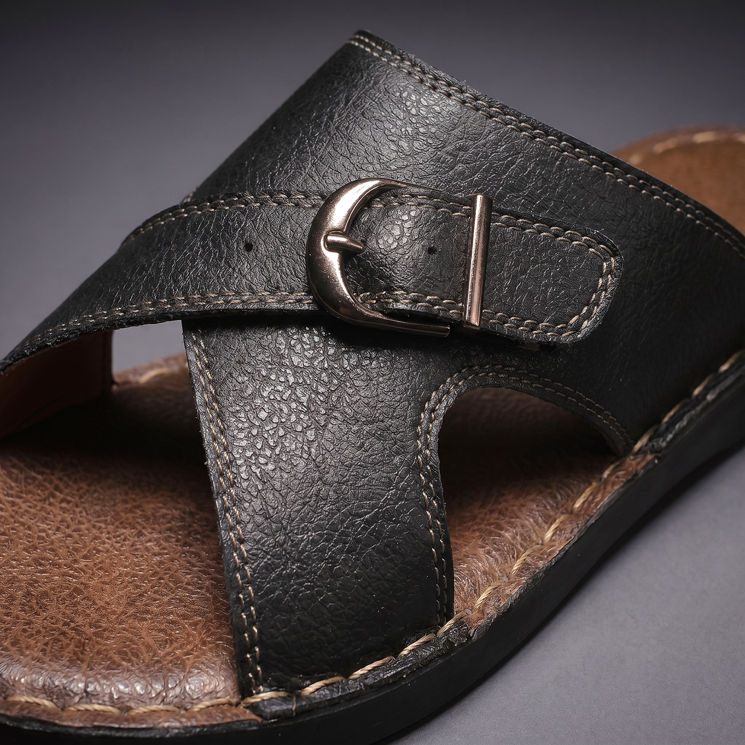 Angled view of men's criss-cross sandals for casual summer wear