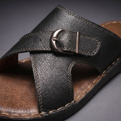 Angled view of men's criss-cross sandals for casual summer wear