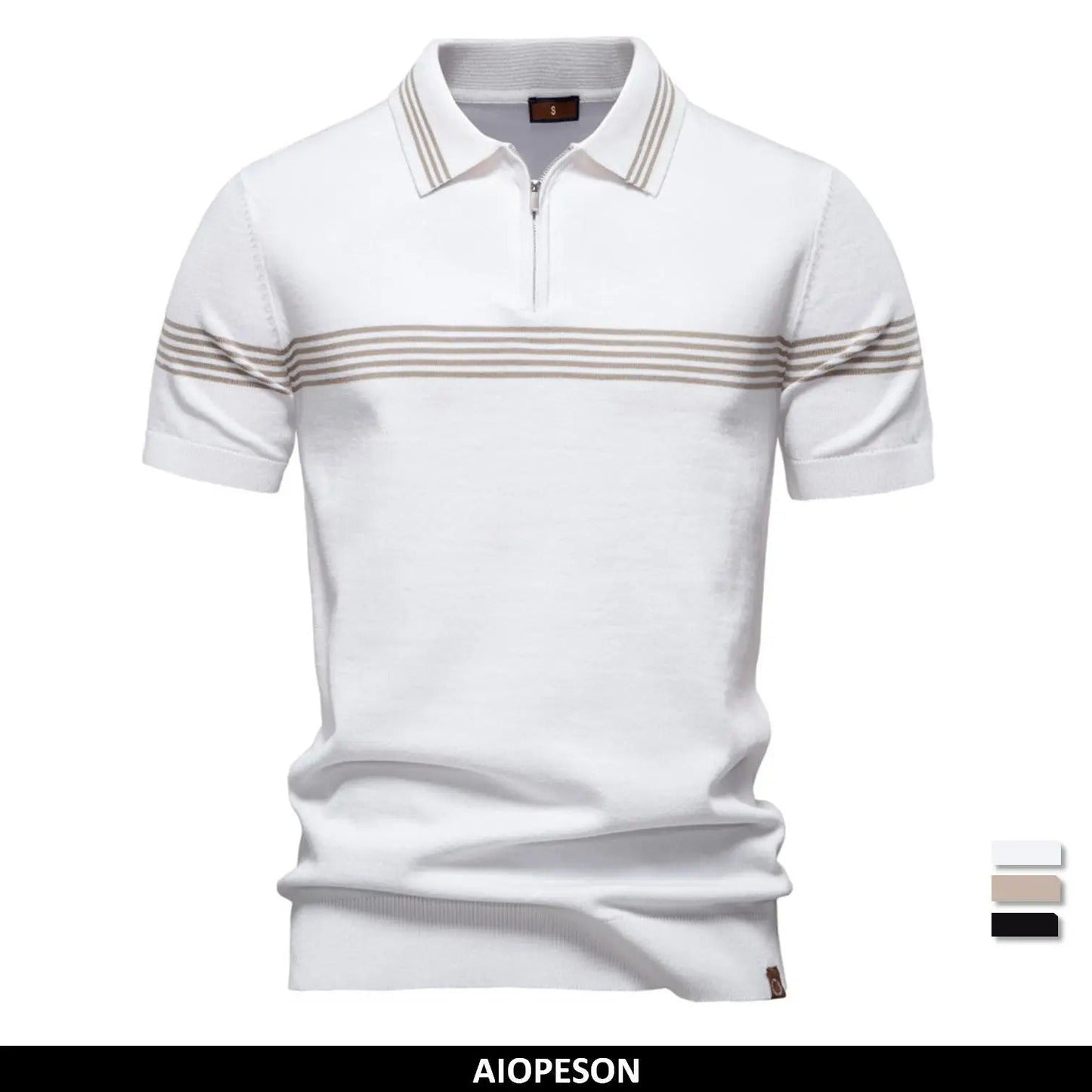 Strick-Poloshirt für Herren mit schmalen Streifen