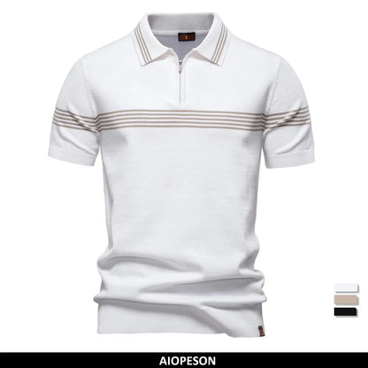 Strick-Poloshirt für Herren mit schmalen Streifen