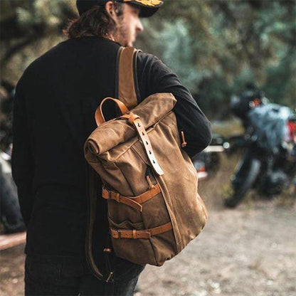 Robuster Canvas-Rucksack für Herren mit Rolltop