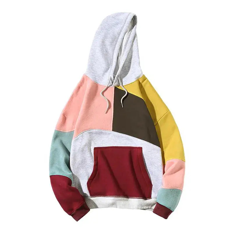 Men's Hoodie with Color Block Design and Hood
