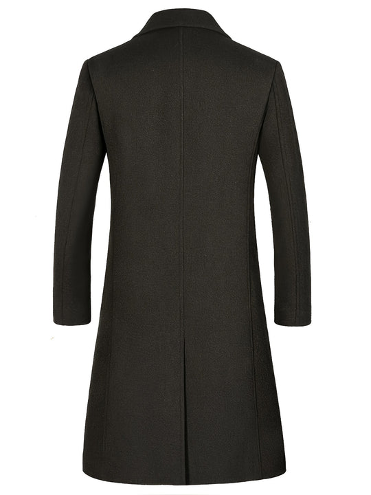 Long coat with lapel collar and button placket for men