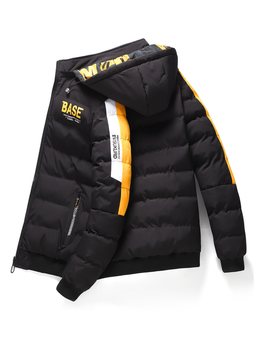 Warm puffer jacket with letter pattern for men