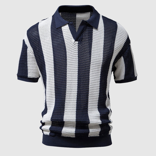 Strick-Poloshirt für Herren mit offenem Kragen