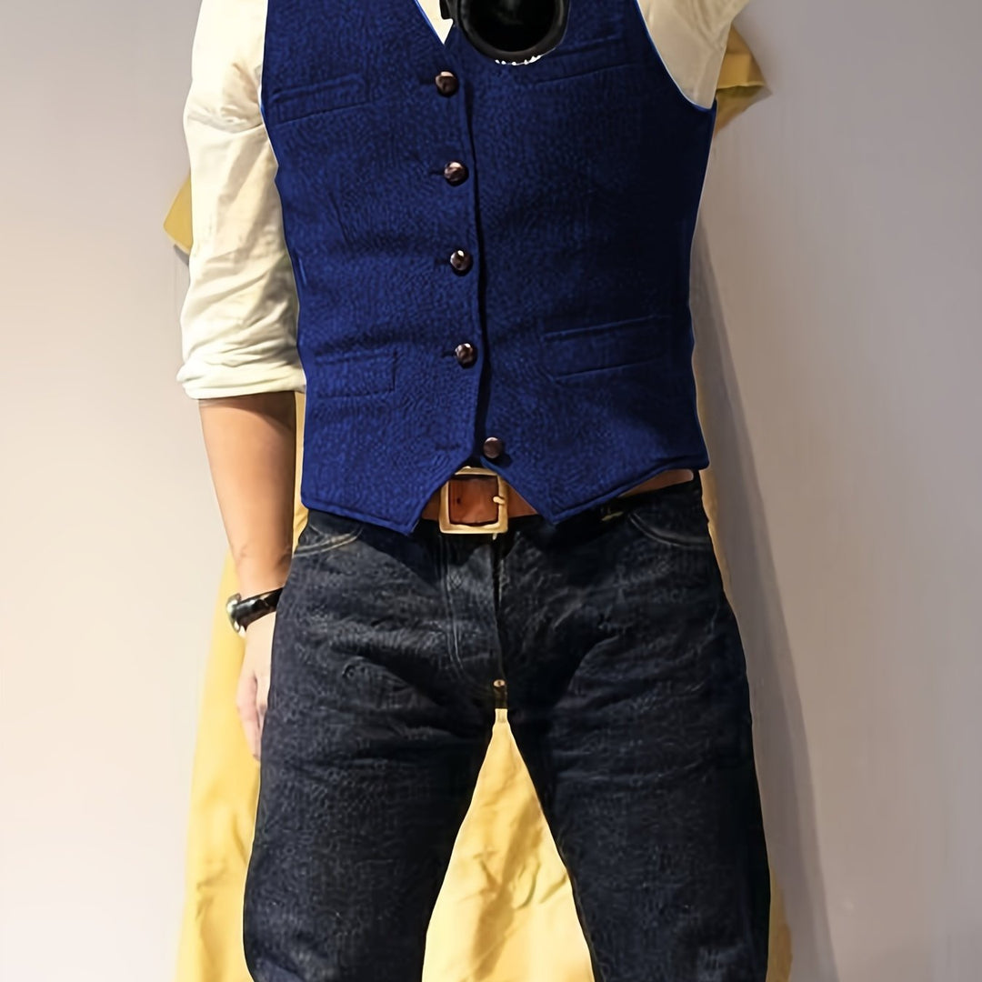 Vintage tweed western-style vest for men