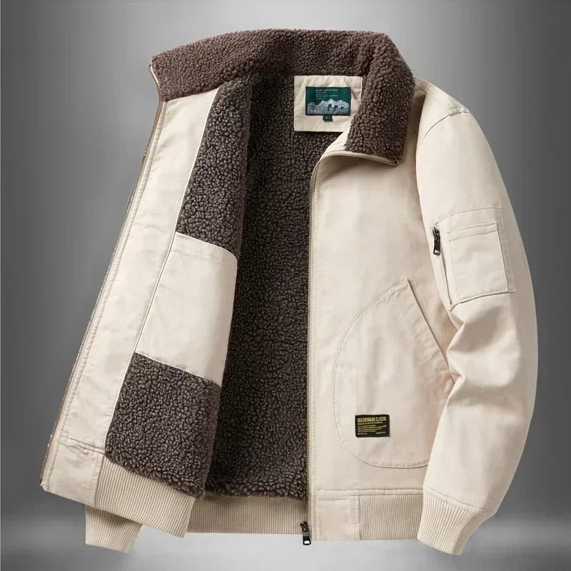 Men's flight jacket with sherpa lining